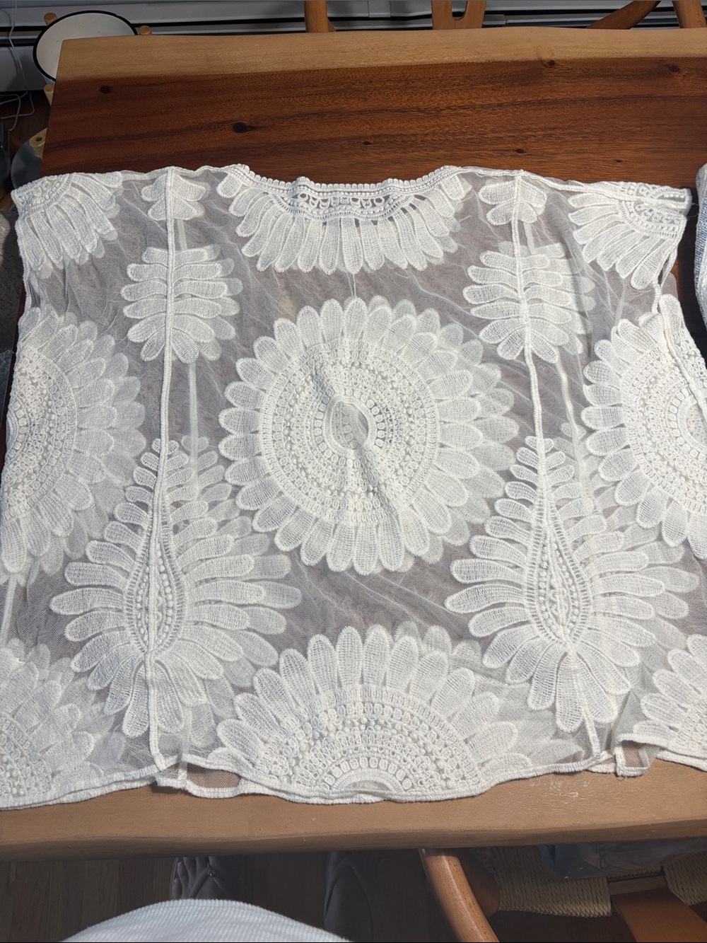 Cupshe White Embroidered Sheer Swim Coverup